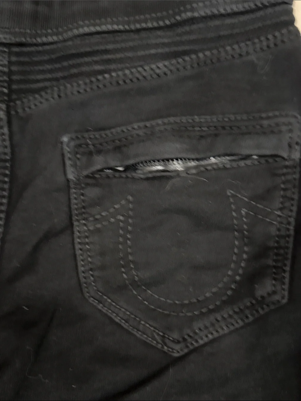 True Religion Black Ribbed Knee Jogger Sweatpants